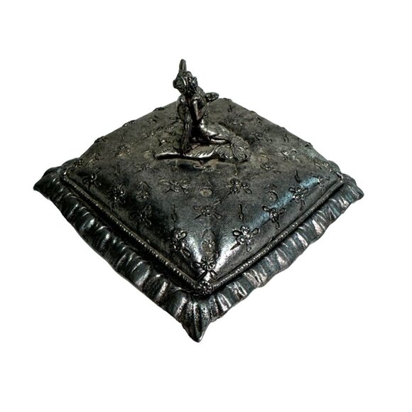 TOOTH FAIRY TRINKET BOX BY METZKE MADE IN USA PEWTER PILLOW 3" X 3" - Picture 4 of 6